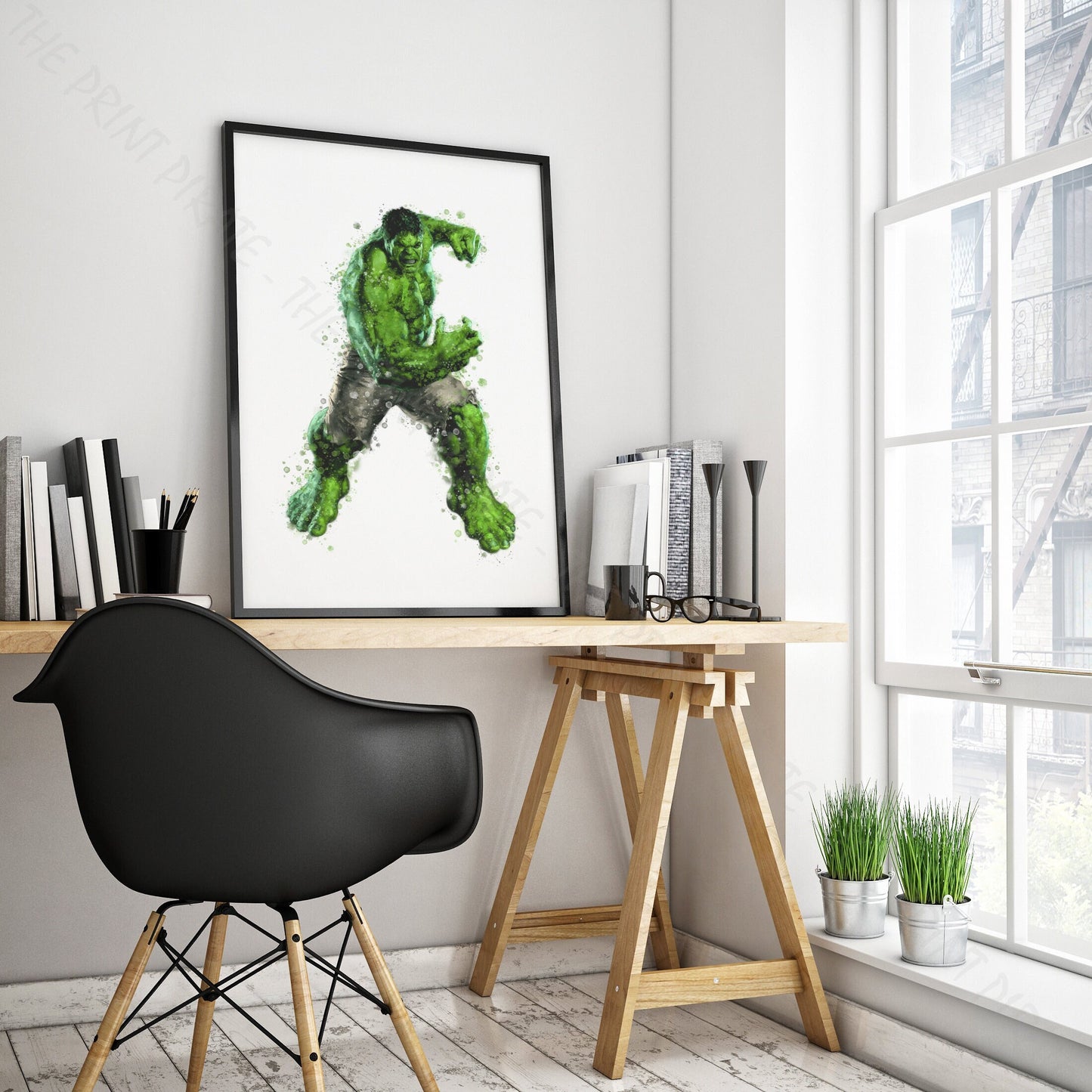 Superhero 'THE HULK' Marvel Watercolour Splash Wall Art Print