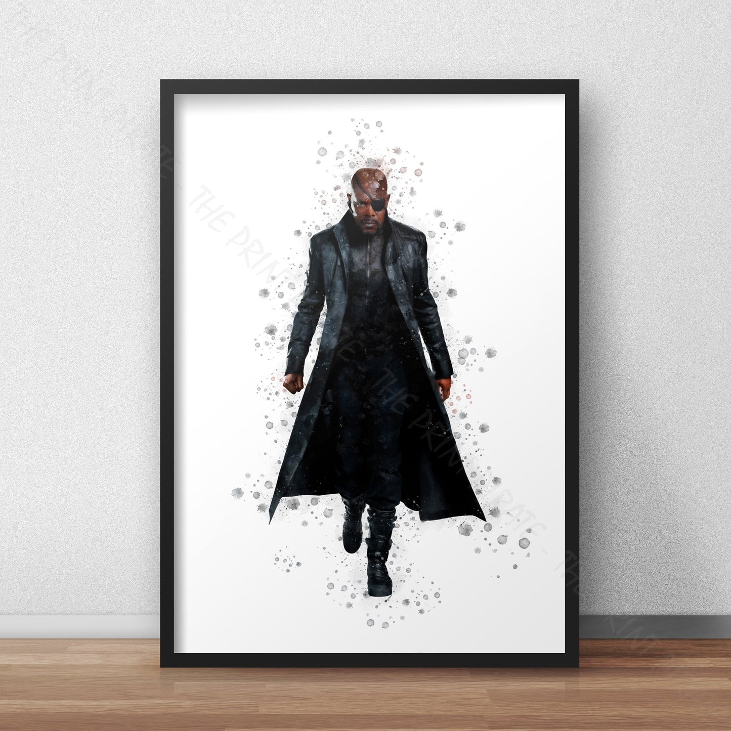 Superhero 'NICK FURY' Marvel Watercolour Splash Wall Art Print