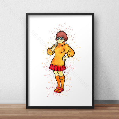 Scooby Doo 'VELMA' Watercolour Splash Wall Art Print