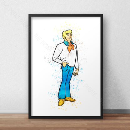 Scooby Doo 'FRED' Watercolour Splash Wall Art Print