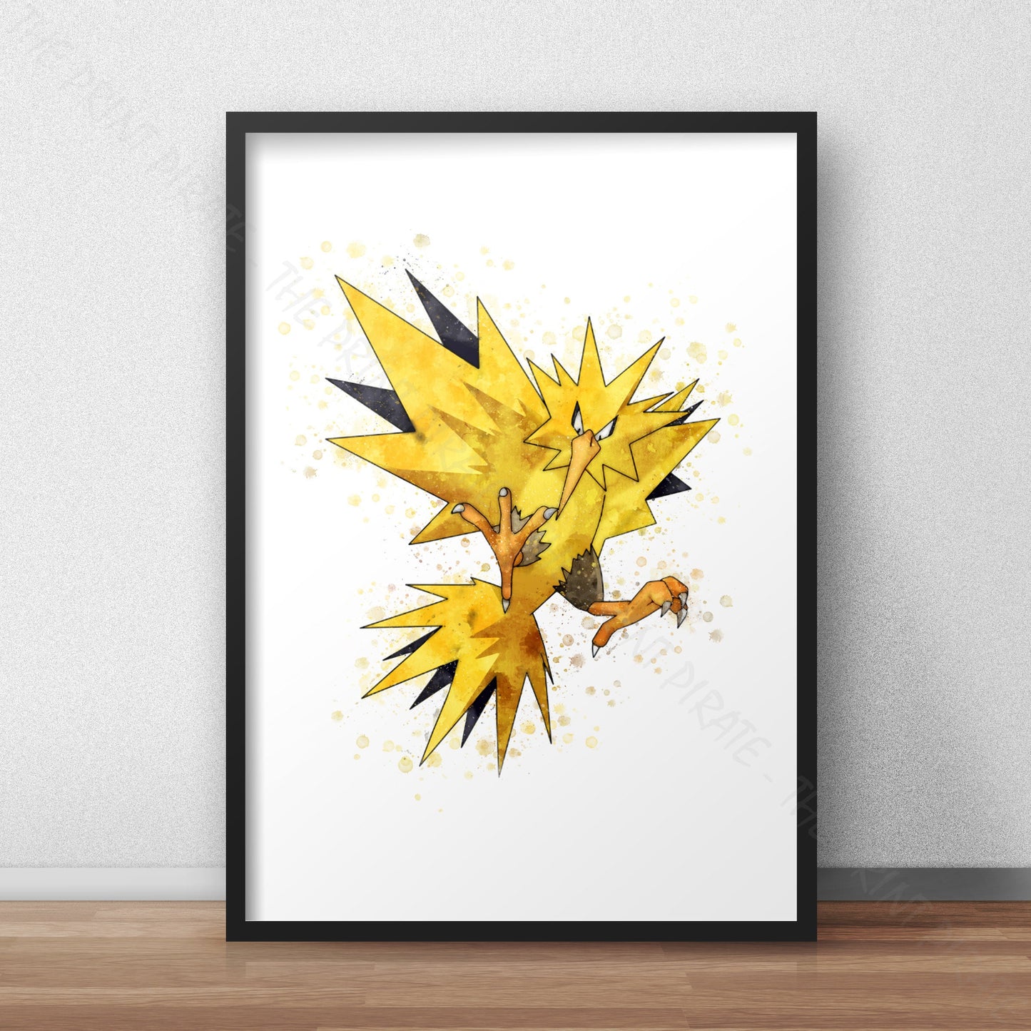 Pokemon 'ZAPDOS' Watercolour Splash Wall Art Print