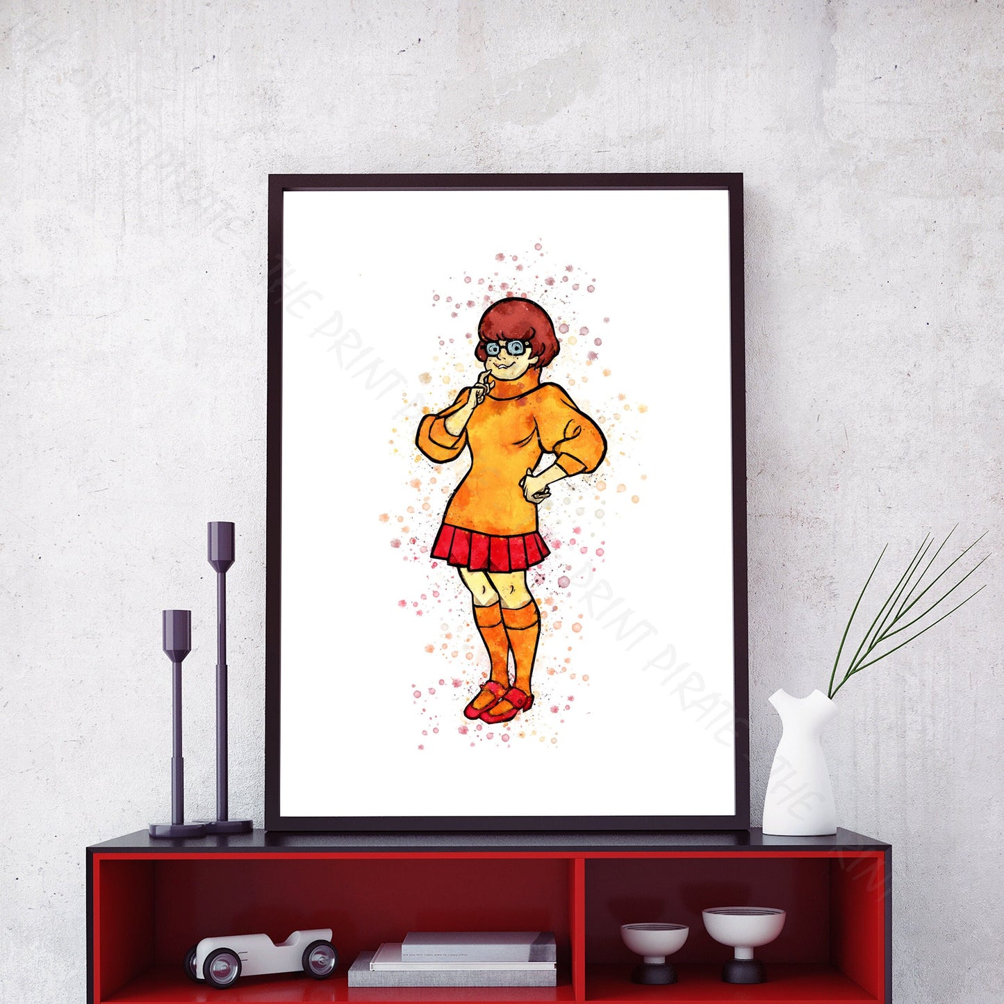 Scooby Doo 'VELMA' Watercolour Splash Wall Art Print