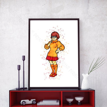 Scooby Doo 'VELMA' Watercolour Splash Wall Art Print