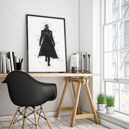 Superhero 'NICK FURY' Marvel Watercolour Splash Wall Art Print