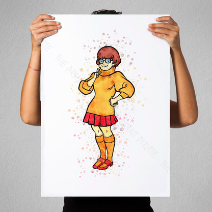 Scooby Doo 'VELMA' Watercolour Splash Wall Art Print