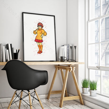 Scooby Doo 'VELMA' Watercolour Splash Wall Art Print