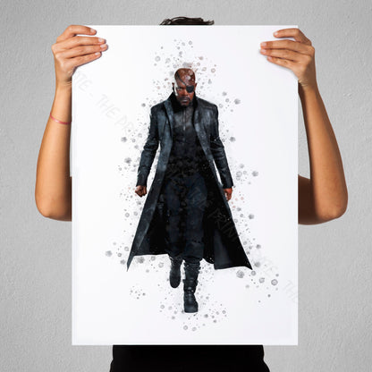 Superhero 'NICK FURY' Marvel Watercolour Splash Wall Art Print