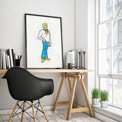 Scooby Doo 'FRED' Watercolour Splash Wall Art Print