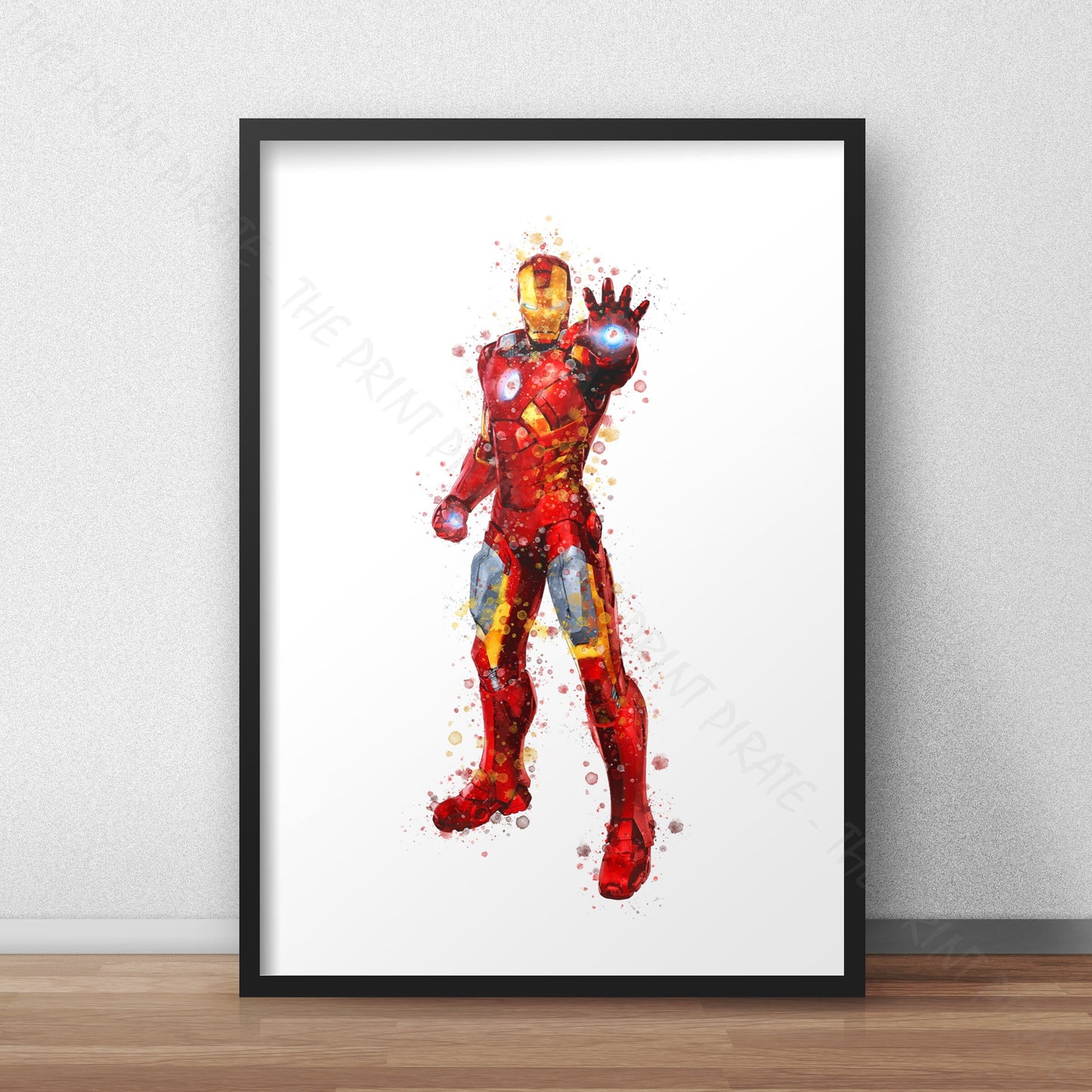 Superhero 'IRON MAN' Marvel Watercolour Splash Wall Art Print