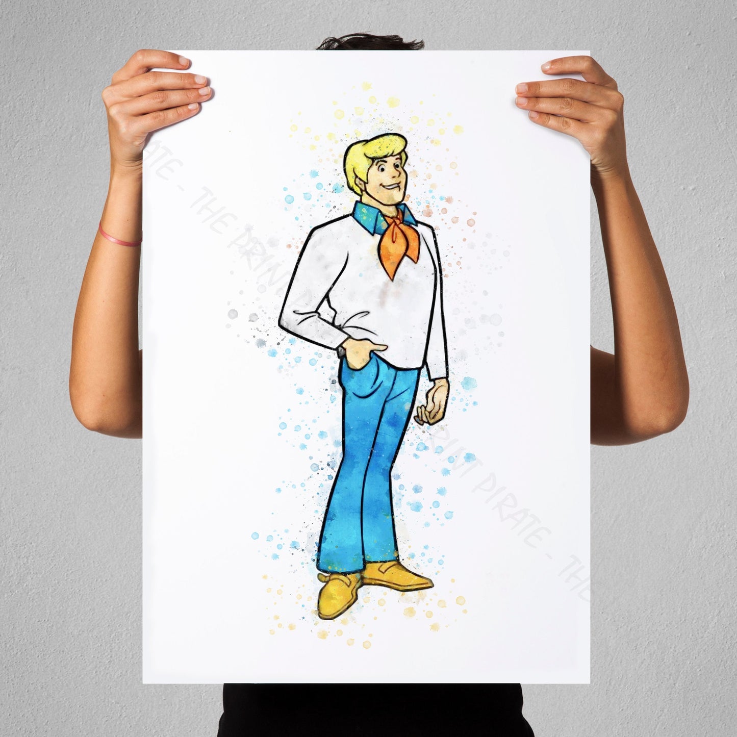 Scooby Doo 'FRED' Watercolour Splash Wall Art Print