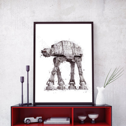 Star Wars 'AT-AT WALKER' Watercolour Splash Wall Art Print