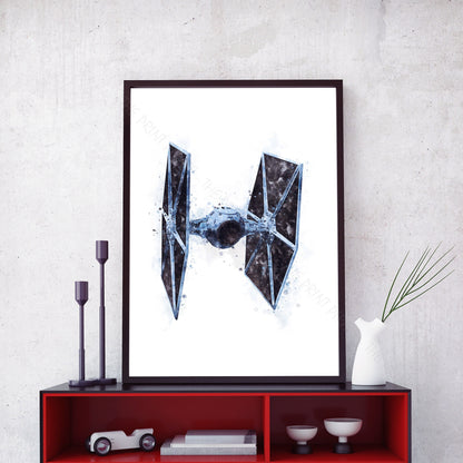 Star Wars 'TIE FIGHTER - BLUE' Watercolour Splash Wall Art Print