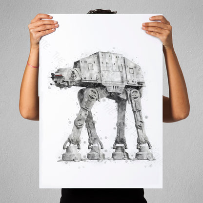 Star Wars 'AT-AT WALKER' Watercolour Splash Wall Art Print