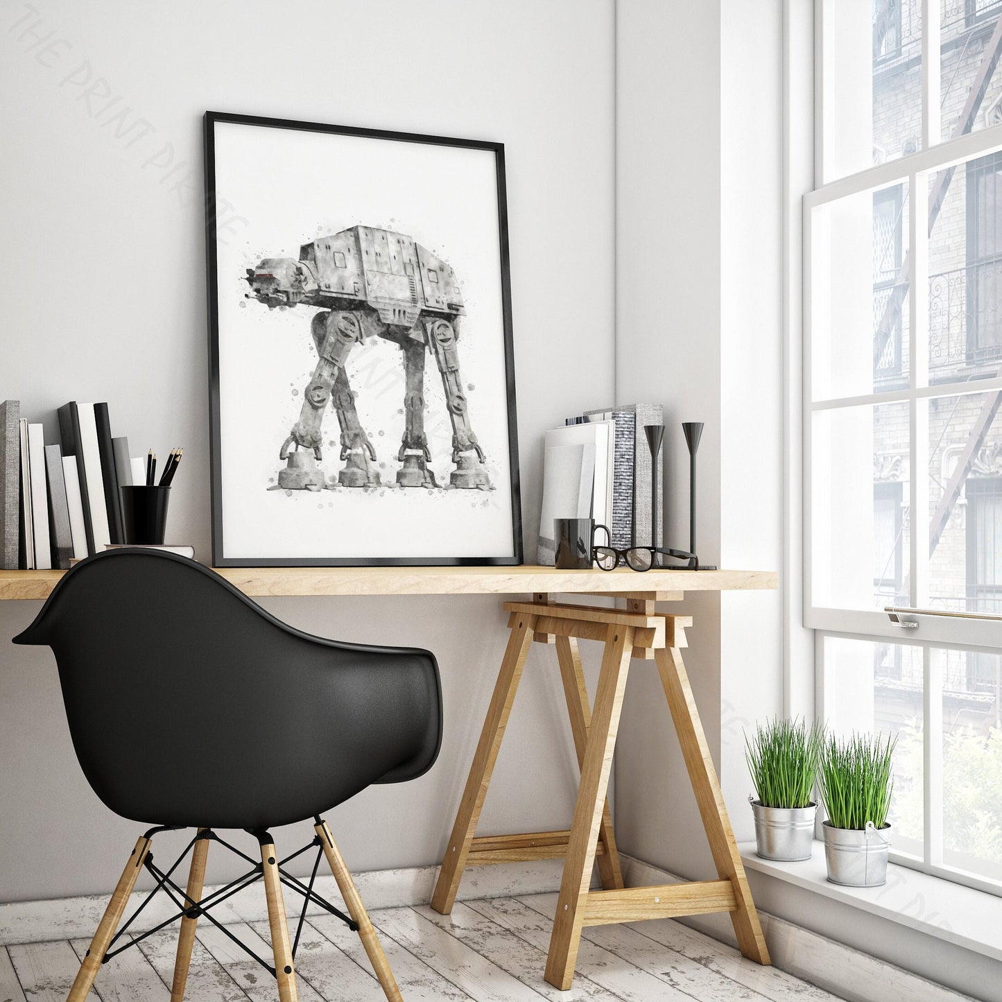 Star Wars 'AT-AT WALKER' Watercolour Splash Wall Art Print