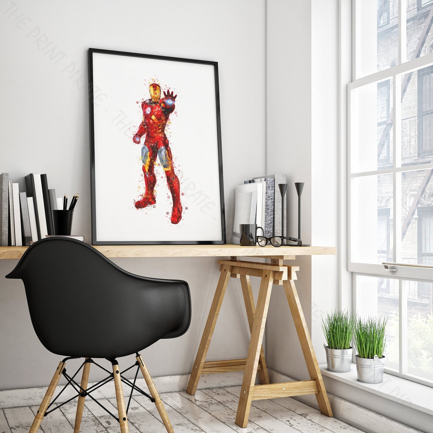 Superhero 'IRON MAN' Marvel Watercolour Splash Wall Art Print