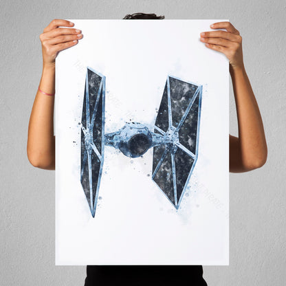 Star Wars 'TIE FIGHTER - BLUE' Watercolour Splash Wall Art Print