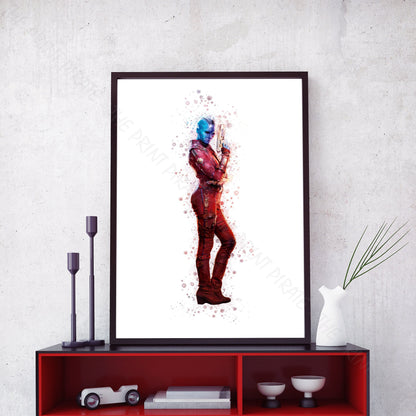 Superhero 'NEBULA' Marvel Watercolour Splash Wall Art Print