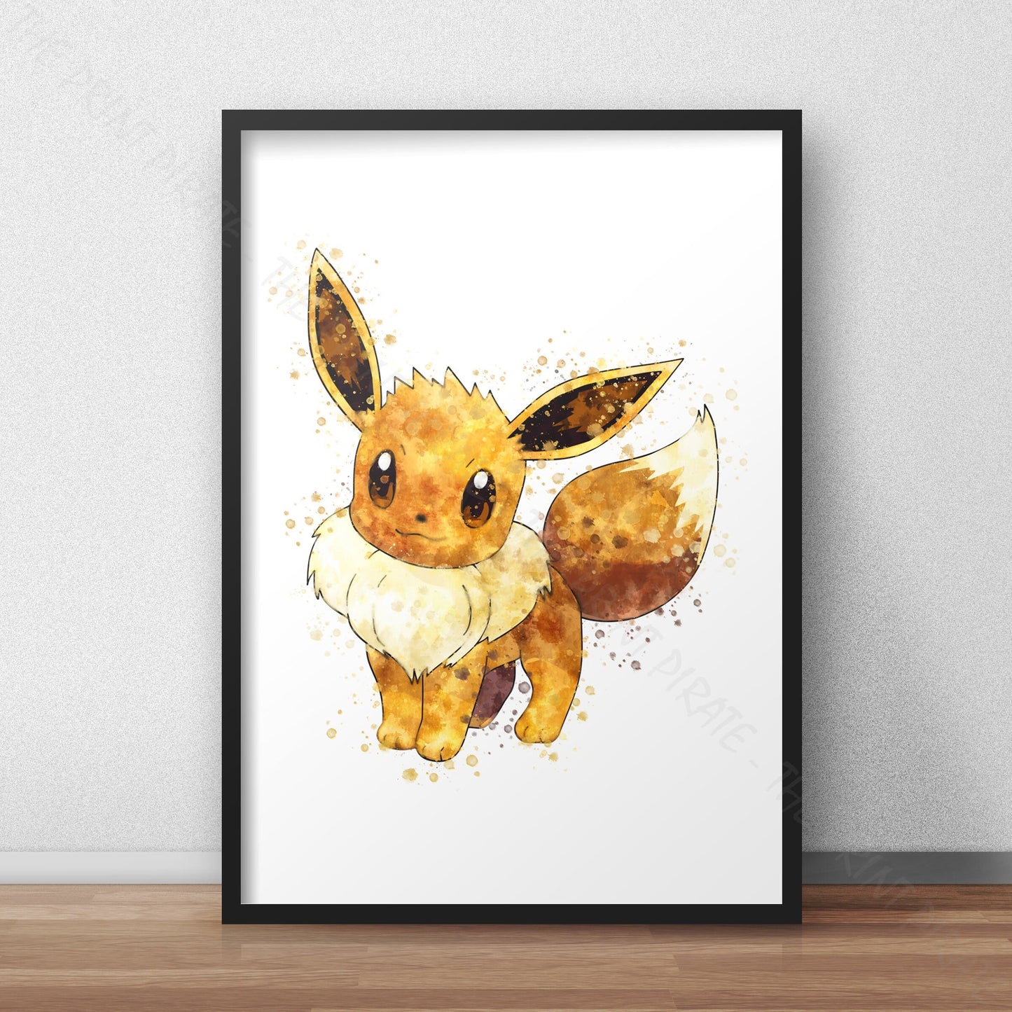 Pokemon 'EEVEE' Watercolour Splash Wall Art Print