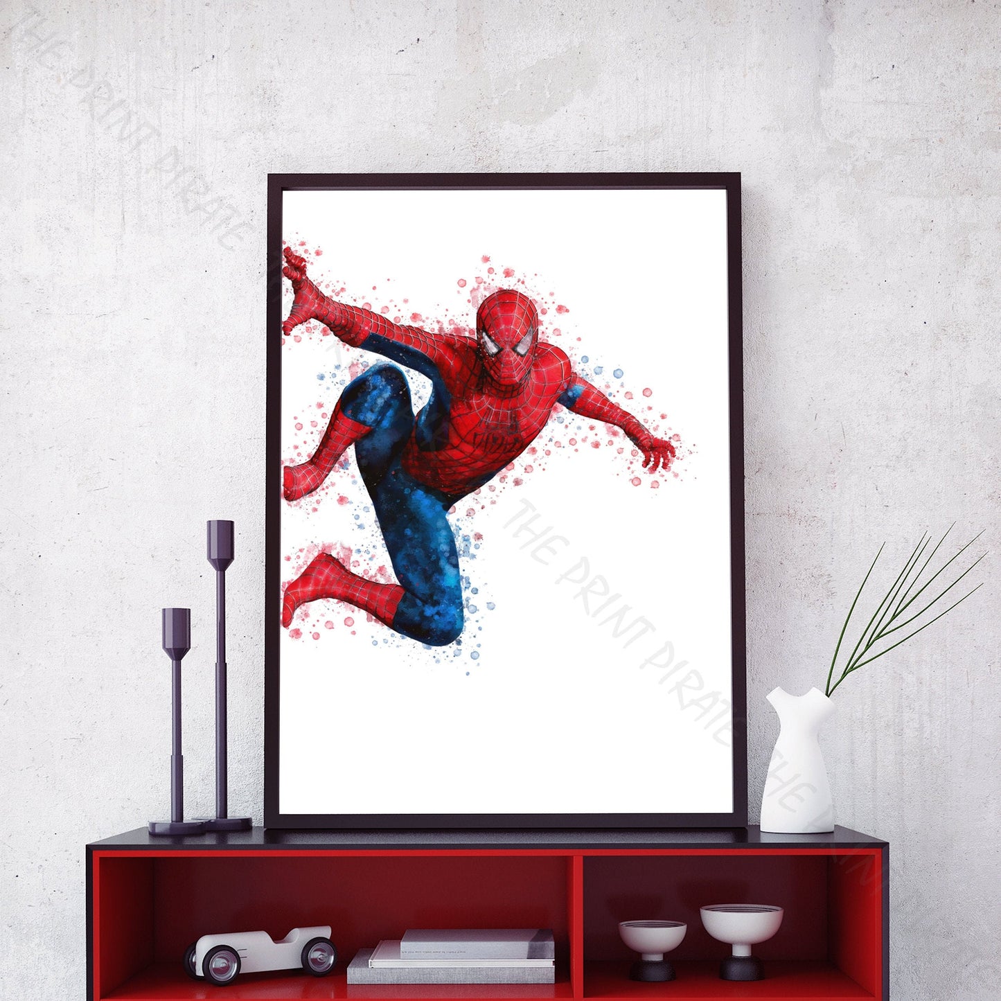 Superhero 'SPIDERMAN' Hanging No.4 Marvel Watercolour Splash Wall Art Print