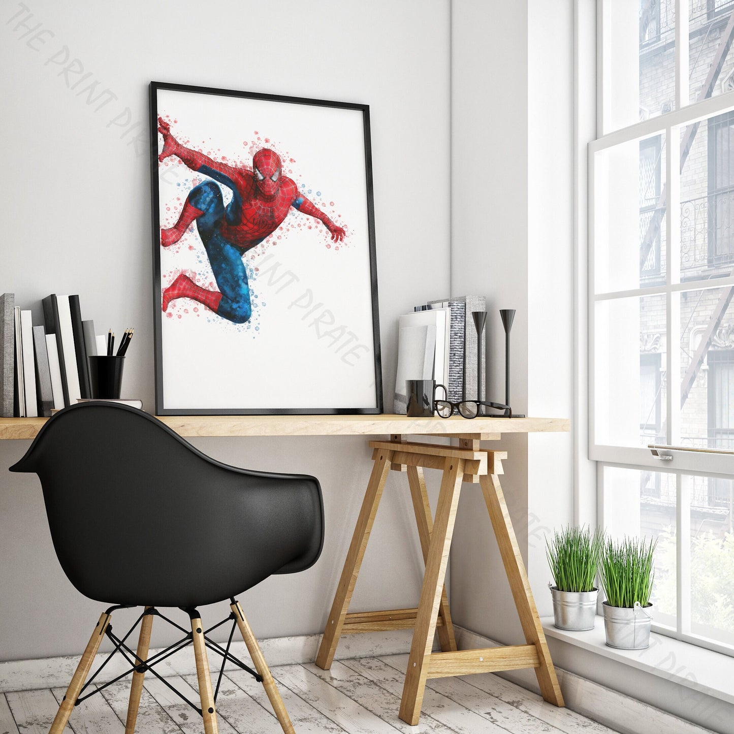 Superhero 'SPIDERMAN' Hanging No.4 Marvel Watercolour Splash Wall Art Print