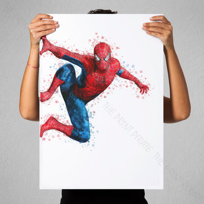 Superhero 'SPIDERMAN' Hanging No.4 Marvel Watercolour Splash Wall Art Print