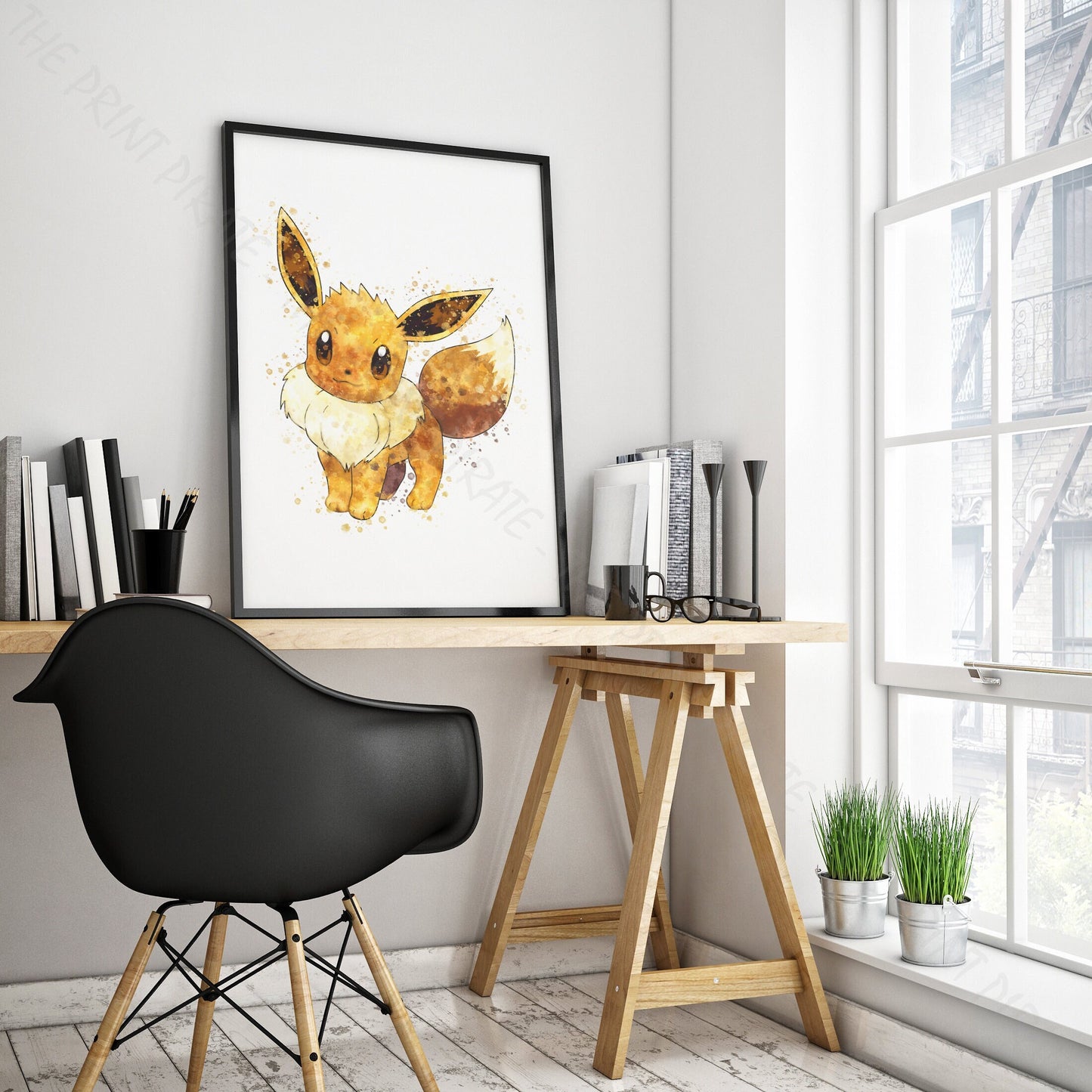 Pokemon 'EEVEE' Watercolour Splash Wall Art Print