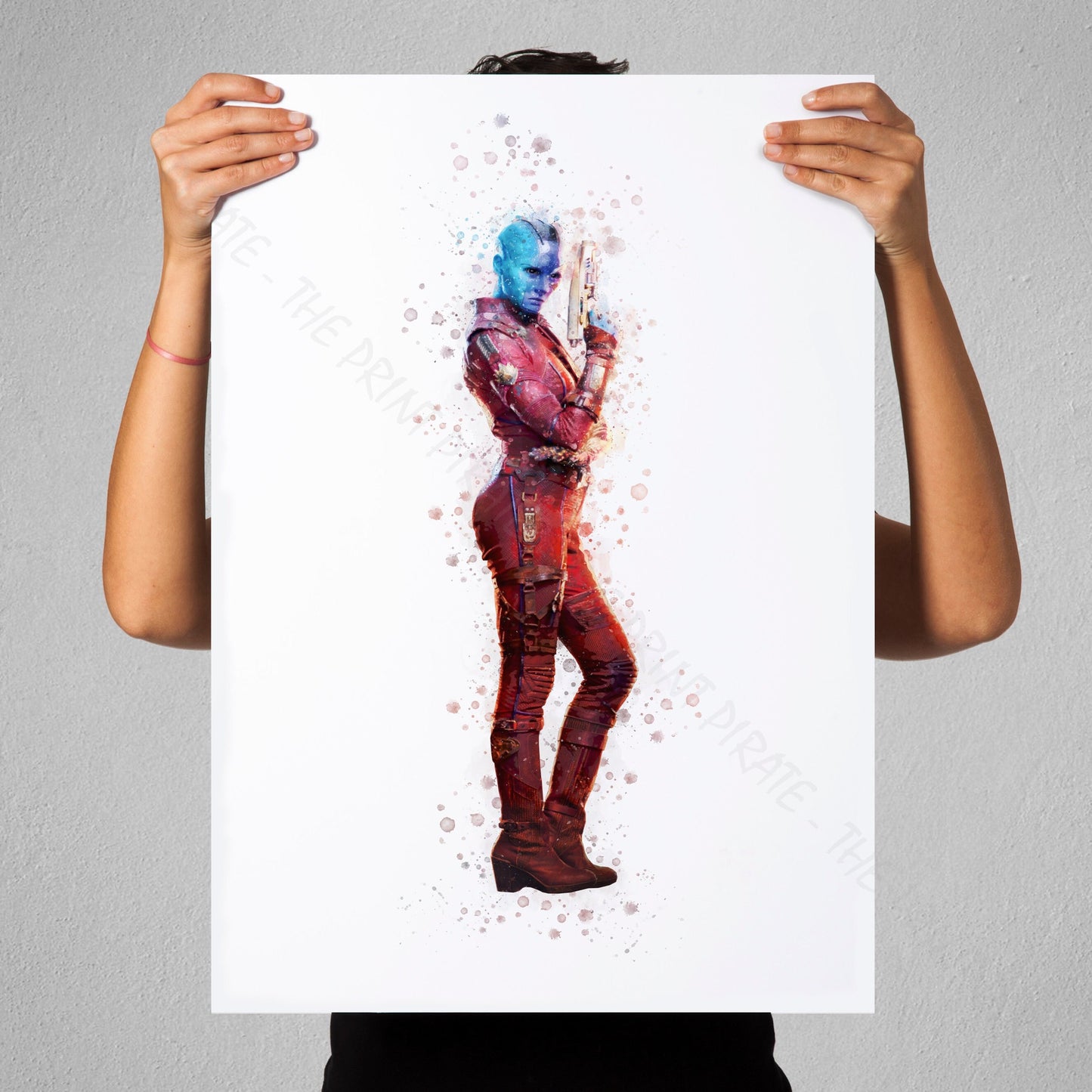 Superhero 'NEBULA' Marvel Watercolour Splash Wall Art Print