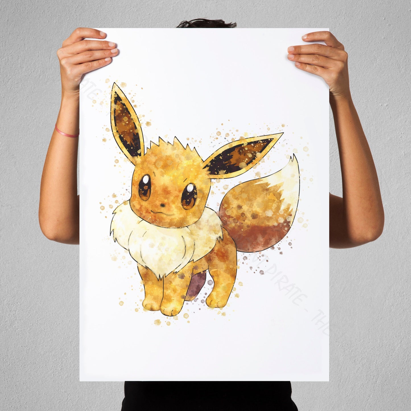 Pokemon 'EEVEE' Watercolour Splash Wall Art Print