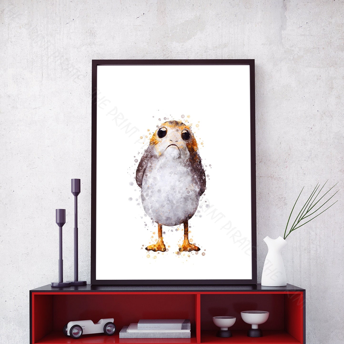 Star Wars 'PORG' Watercolour Splash Wall Art Print