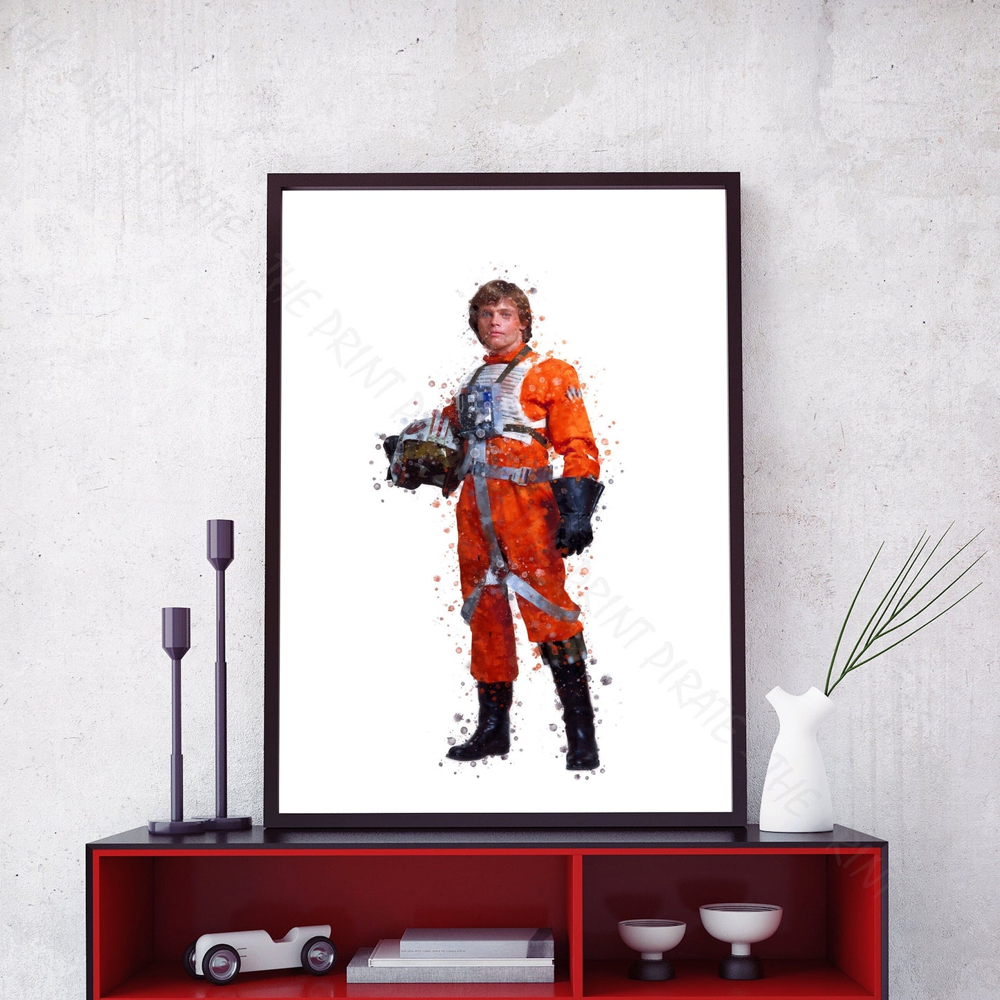 Star Wars 'LUKE SKYWALKER PILOT' Watercolour Splash Wall Art Print