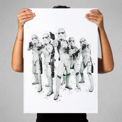 Star Wars 'STORMTROOPER SQUAD' Watercolour Splash Wall Art Print