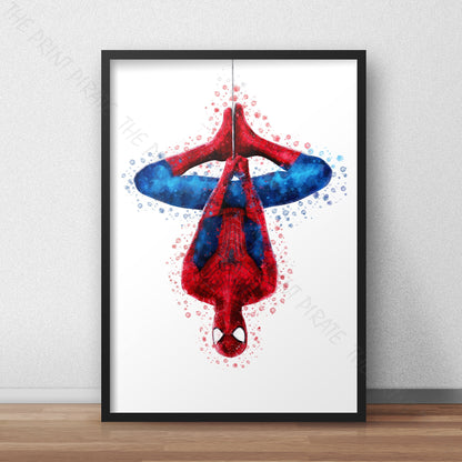 Superhero 'SPIDERMAN' Hanging (No.7) Marvel Watercolour Splash Wall Art Print