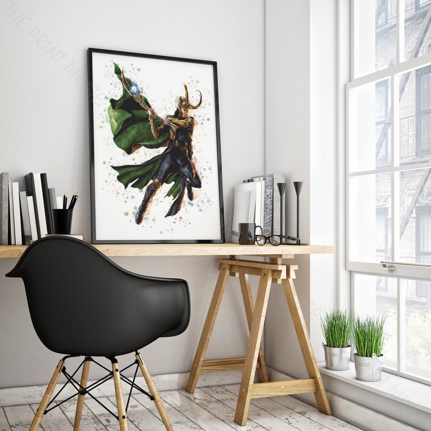 SuperVillain 'LOKI' Marvel Watercolour Splash Wall Art Print