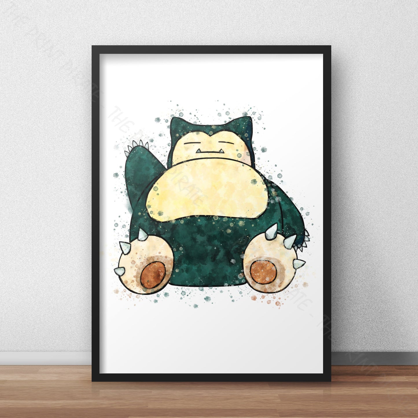 Pokemon 'SNORLAX' Watercolour Splash Wall Art Print