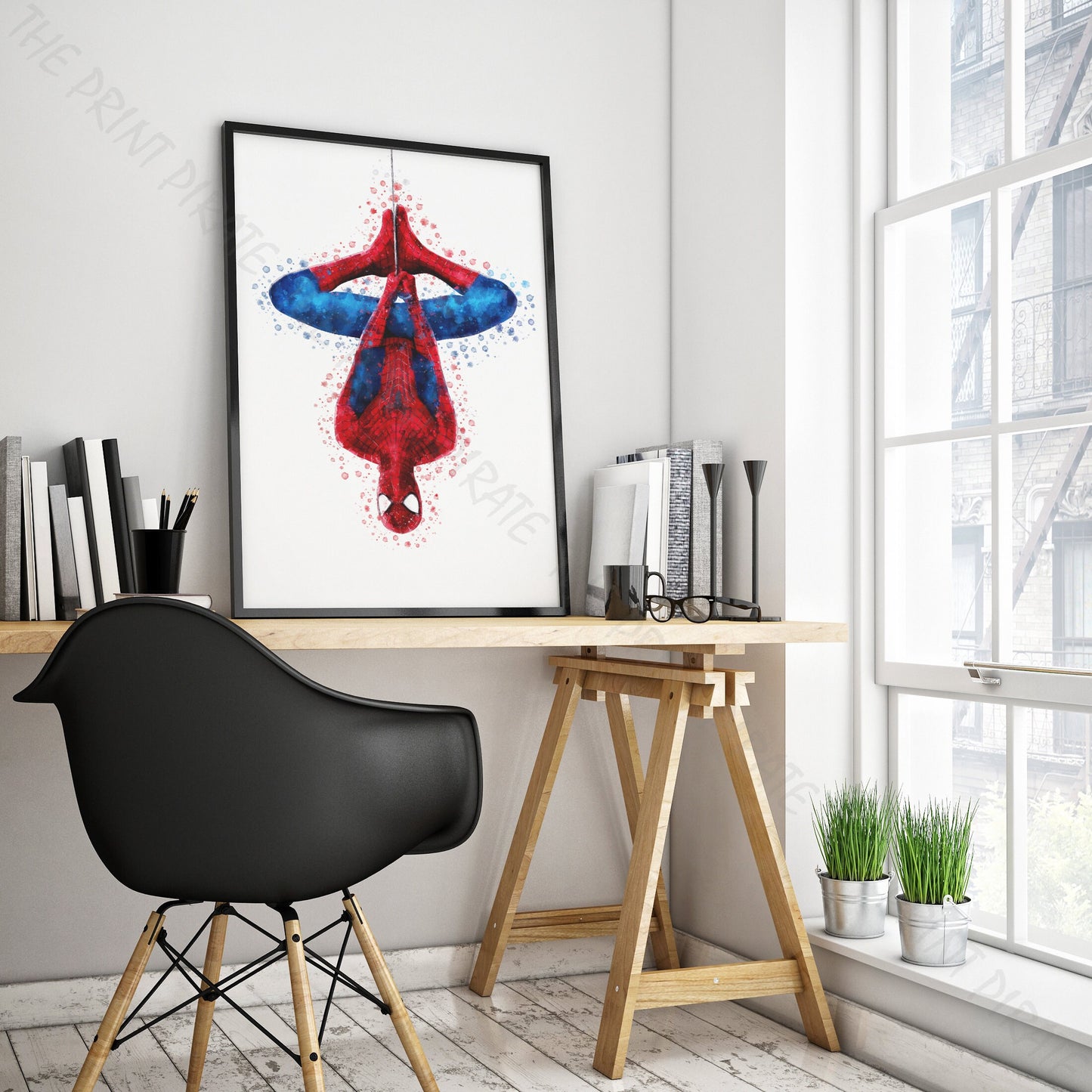 Superhero 'SPIDERMAN' Hanging (No.7) Marvel Watercolour Splash Wall Art Print