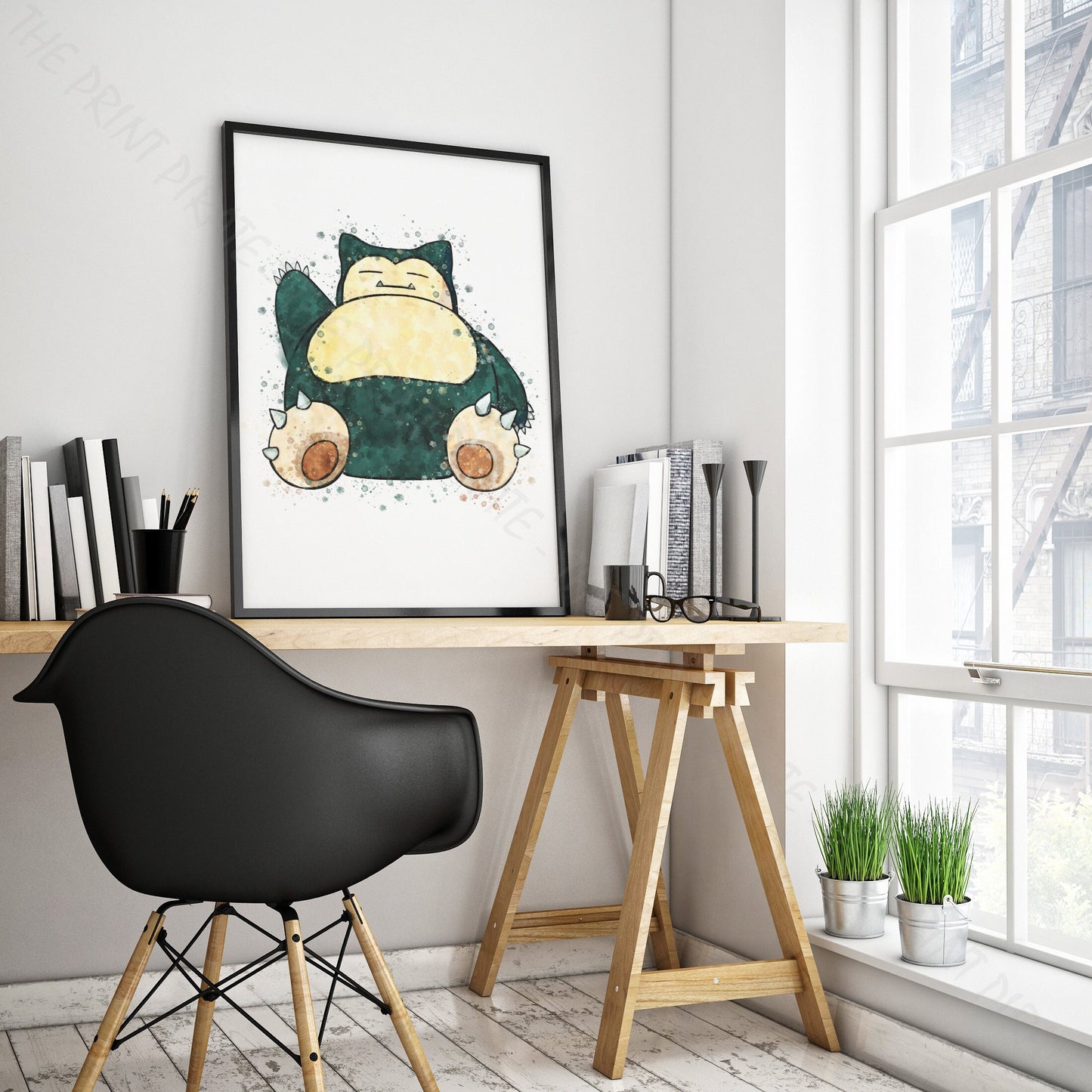 Pokemon 'SNORLAX' Watercolour Splash Wall Art Print