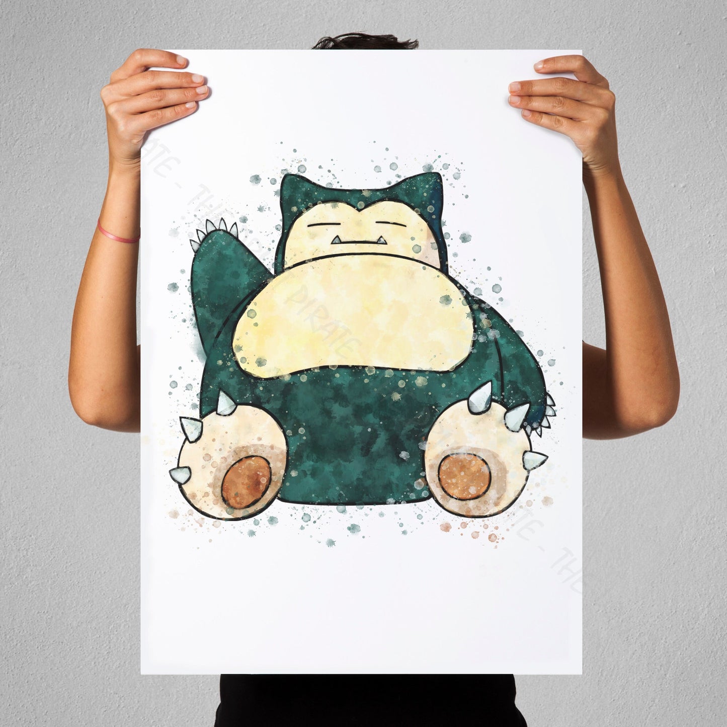 Pokemon 'SNORLAX' Watercolour Splash Wall Art Print