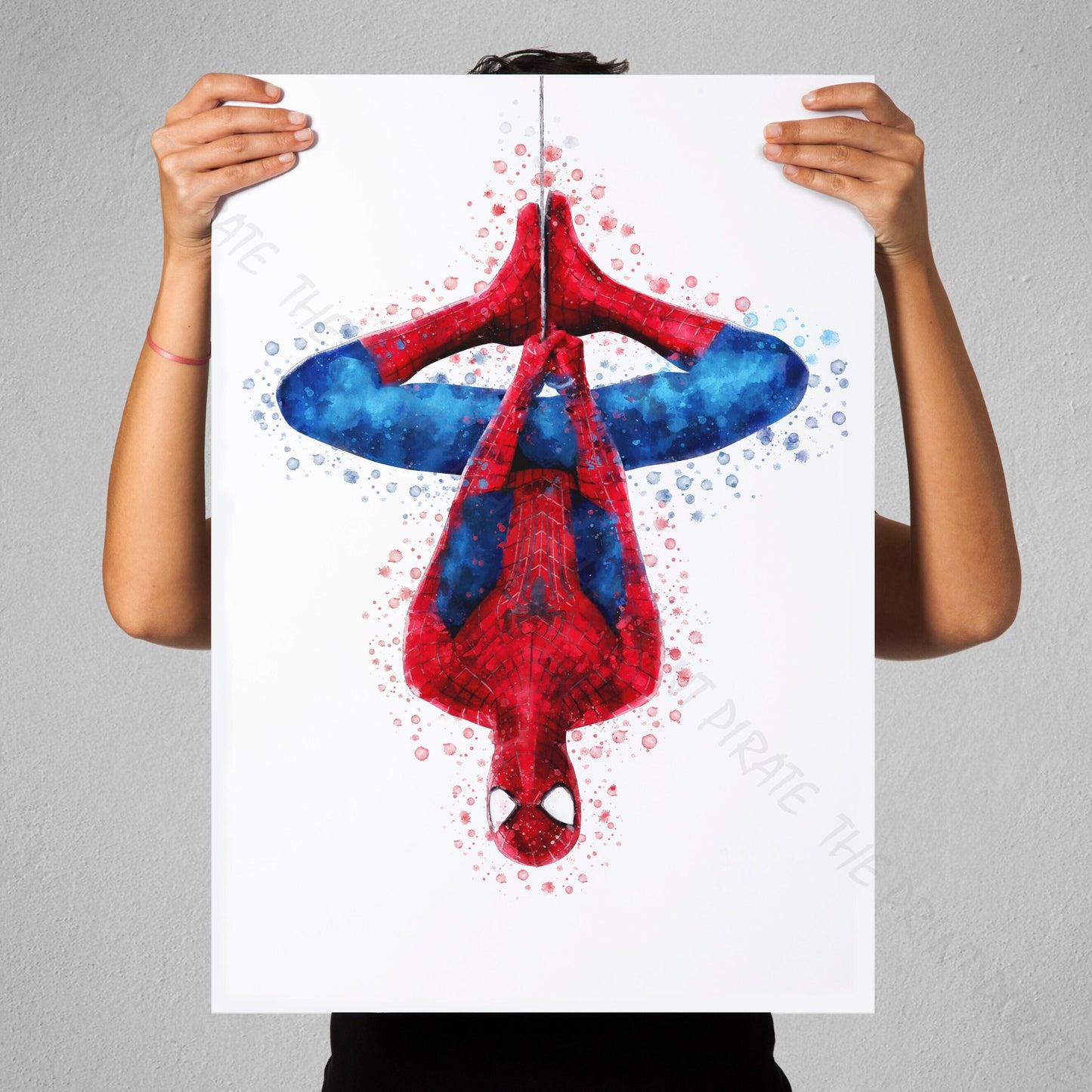 Superhero 'SPIDERMAN' Hanging (No.7) Marvel Watercolour Splash Wall Art Print