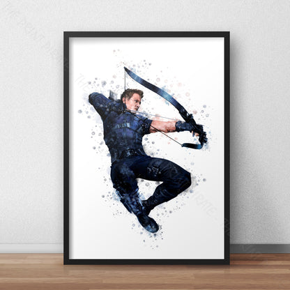 Superhero 'HAWKEYE' Marvel Watercolour Splash Wall Art