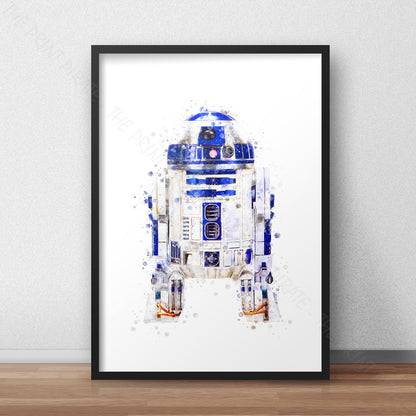 Star Wars 'R2-D2' Droid Watercolour Splash Wall Art Print