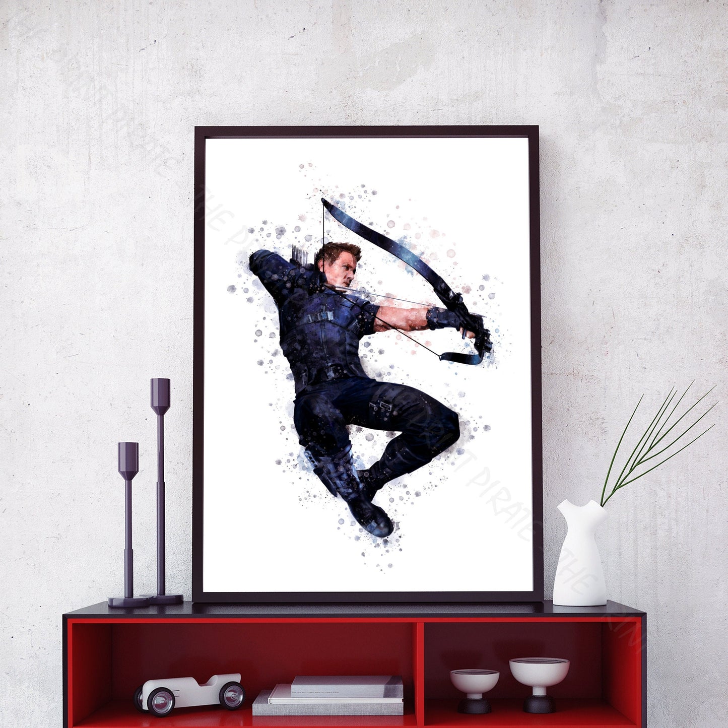 Superhero 'HAWKEYE' Marvel Watercolour Splash Wall Art