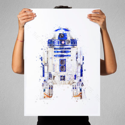 Star Wars 'R2-D2' Droid Watercolour Splash Wall Art Print