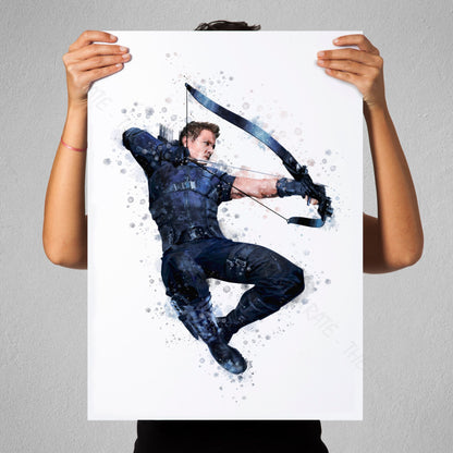 Superhero 'HAWKEYE' Marvel Watercolour Splash Wall Art