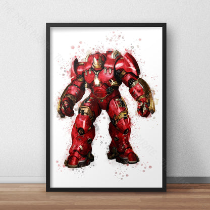 Superhero 'HULK BUSTER' Marvel Watercolour Splash Wall Art Print