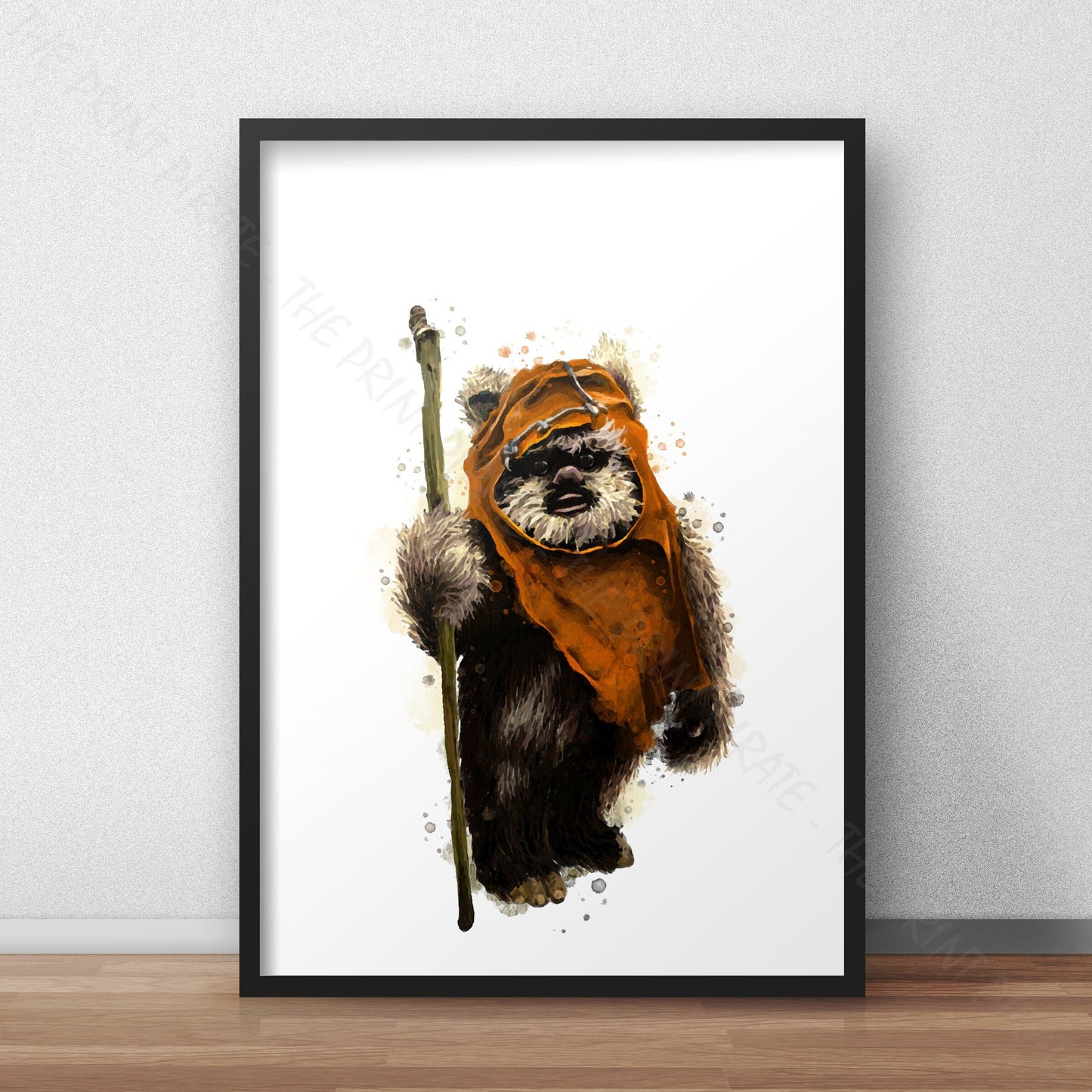 Star Wars 'EWOK' Watercolour Splash Wall Art Print