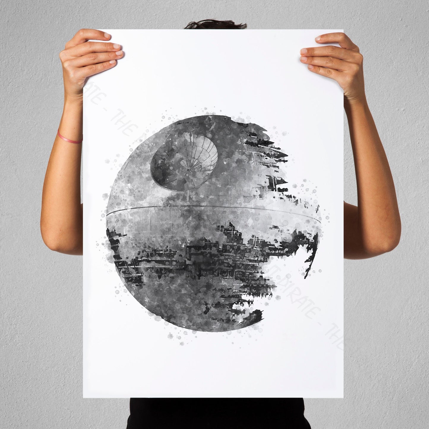 Star Wars 'DEATH STAR' Watercolour Splash Wall Art Print