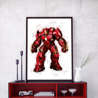 Superhero 'HULK BUSTER' Marvel Watercolour Splash Wall Art Print