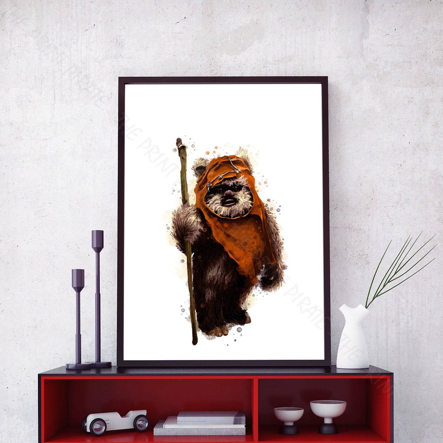 Star Wars 'EWOK' Watercolour Splash Wall Art Print