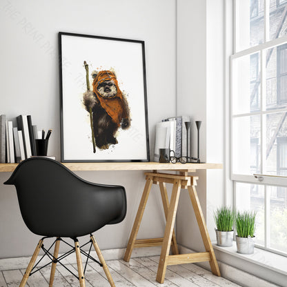 Star Wars 'EWOK' Watercolour Splash Wall Art Print