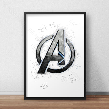 Superhero 'AVENGERS' Marvel Watercolour Splash Wall Art Print